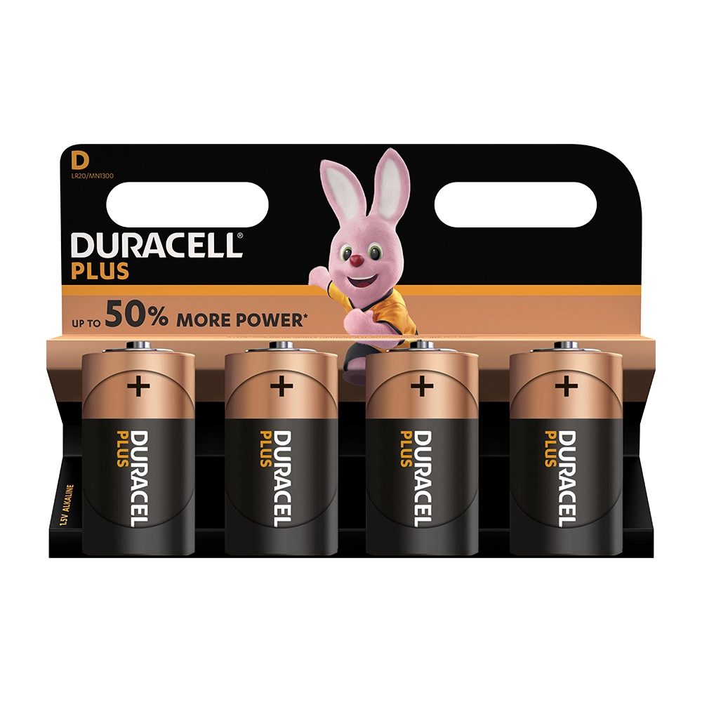 Duracell Plus D (MN1300/LR20) 4 pack Blister NEW