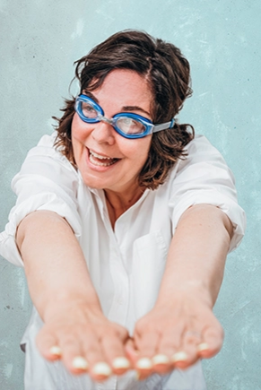 Woman waering swimming glasses