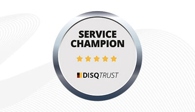 Siegel des Service Champion Awards von Battery-Kutter