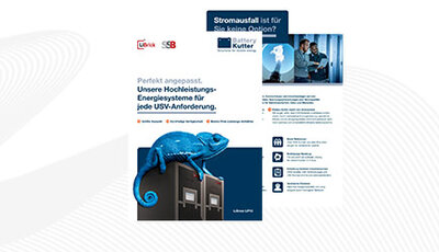 Die neue USV-Broschüre von Battery-Kutter vor weißem Hintergrund