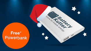 Promotional image for a free power bank for new customers until 6 December 2025