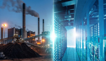 Industry and data centre in a split-screen view