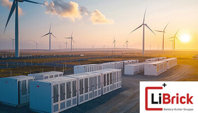 Energiespeicher vor einem Sonnenuntergang