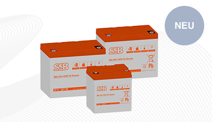 Abbildung mit 3 Bleiakkus der SSB Battery HR Xtreme-Serie