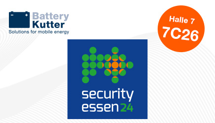 Abbildung des Logos der Security Essen mit Infos zu Battery-Kutter Stand
