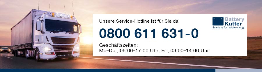 Battery Kutter Transportunfall Service-Hotline Banner DE